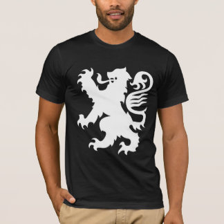 T-shirt Lion blanc héraldique de chemise noire