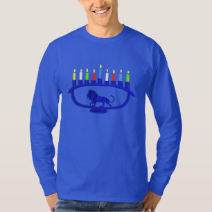 T-shirt Lion bleu Menorah