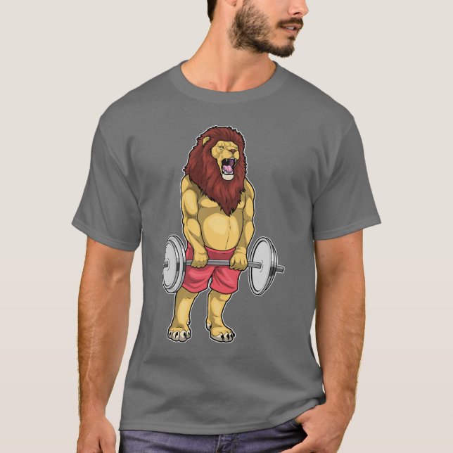 T-shirt Lion Bodybuilder Haltère Musculation (Devant)