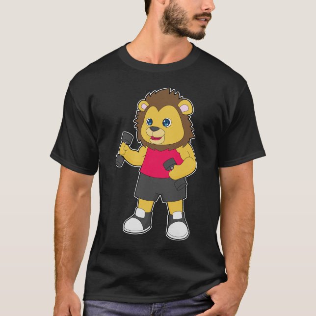 T-shirt Lion Bodybuilder Haltères Musculation (Devant)