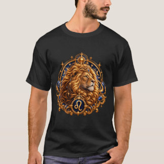 T-shirt Lion Céleste Royal Léo Or Art Zodiaque en Or