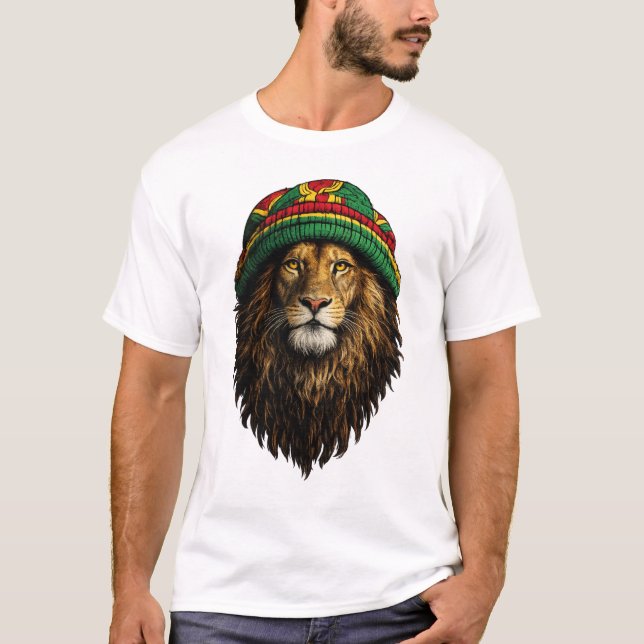 T-Shirt Lion Chapeau Rasta – Design Urbain Chill (Devant)