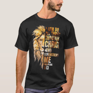 T-shirt Lion chrétien Je peux faire toutes choses par Chri