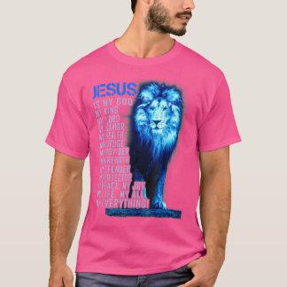 T-shirt Lion Christian Jésus Est Mon Dieu Roi Seigneur Et