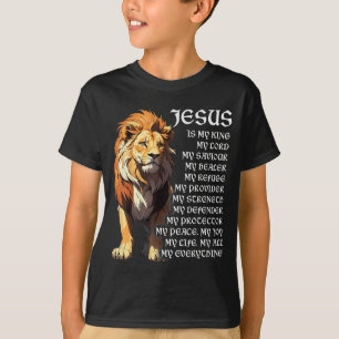 T-shirt Lion Christian Jesus Est Mon Roi, Dieu, Seigneur, 