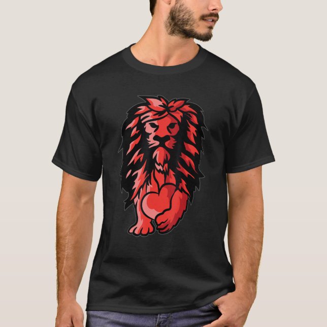 T-shirt Lion Coeur Valentines Jour mignonne Amour animal W (Devant)