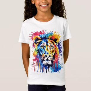 T-Shirt Lion coloré aquarelle drôle