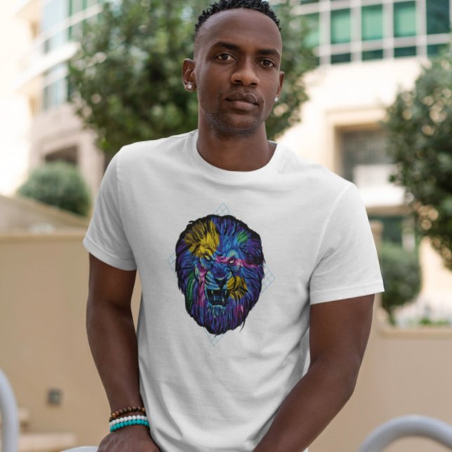 T-shirt Lion Coloré en colère (Créateur téléchargé)