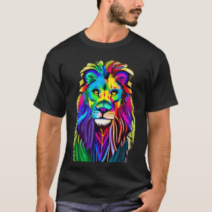 T-shirt Lion coloré face à l'art Imaginaire mystique