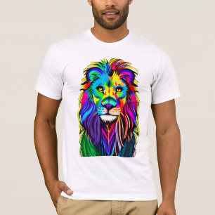 T-shirt Lion coloré face à l'art Imaginaire mystique