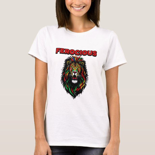 T-shirt Lion coloré féroce (Devant)
