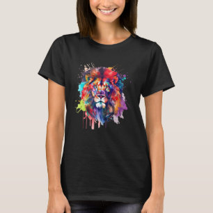 T-shirt Lion coloré Tête de lion Splash Lion Hommes Femme 
