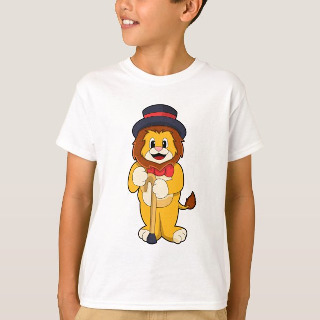 T-shirt Lion comme Gentleman avec Casquette (Devant)