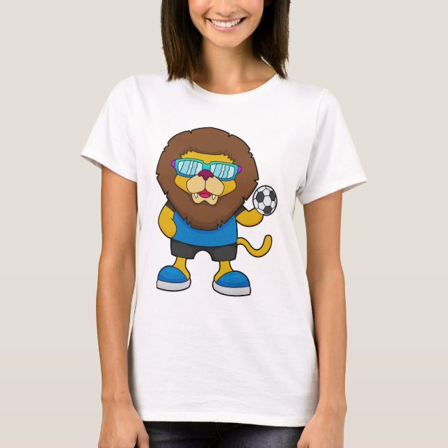 T-shirt Lion comme joueur de football avec Soccer (Devant)