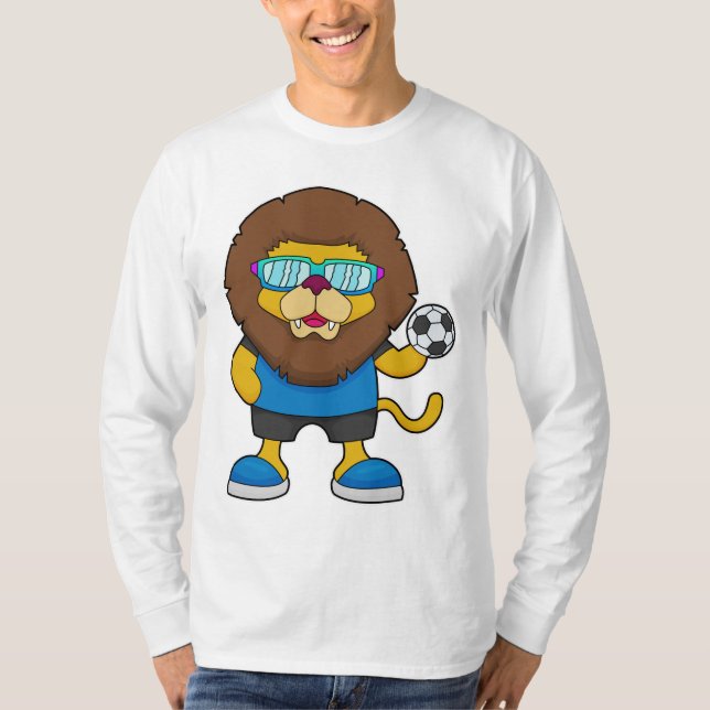 T-shirt Lion comme joueur de football avec Soccer (Devant)