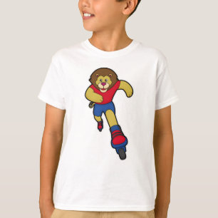 T-shirt Lion comme patineur avec patins en ligne