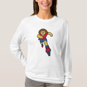 T-shirt Lion comme patineur avec patins en ligne