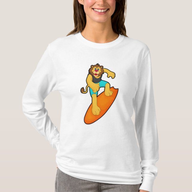 T-shirt Lion comme surfer avec Surfer (Devant)