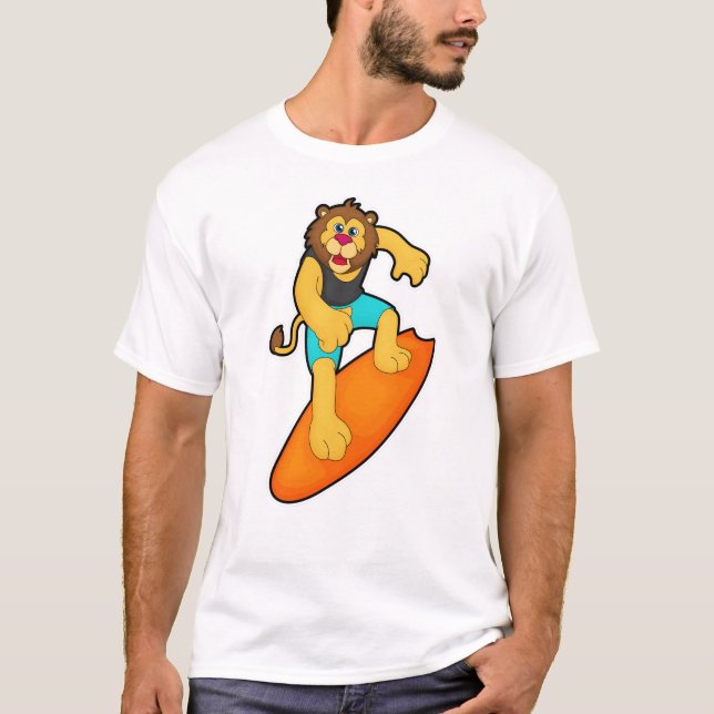 T-shirt Lion comme surfer avec Surfer (Devant)