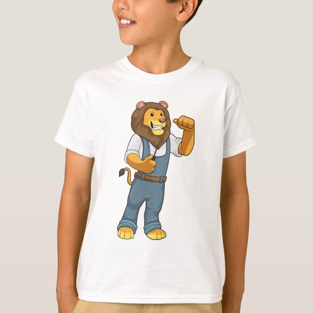 T-shirt Lion comme tournevis de Handyman (Devant)