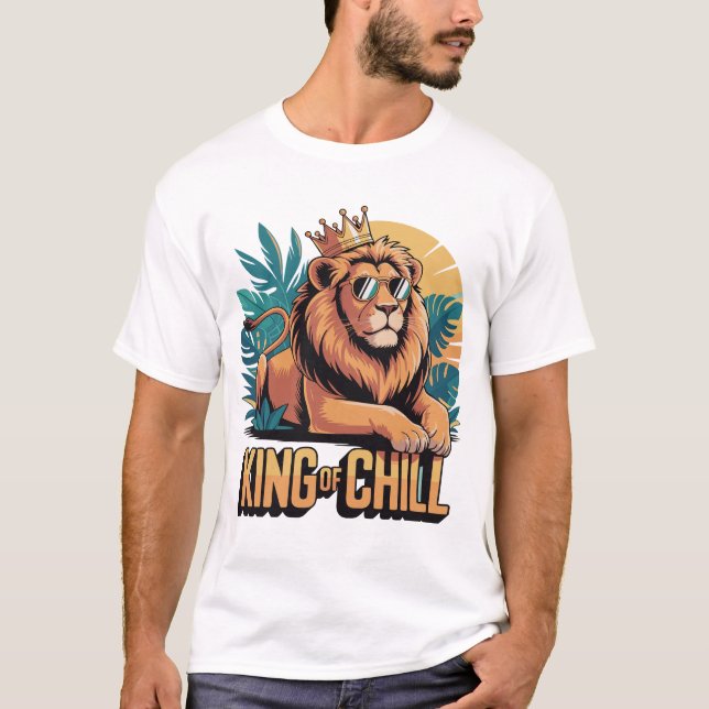 T-shirt Lion cool avec Couronne & Lunettes de soleil Desig (Devant)