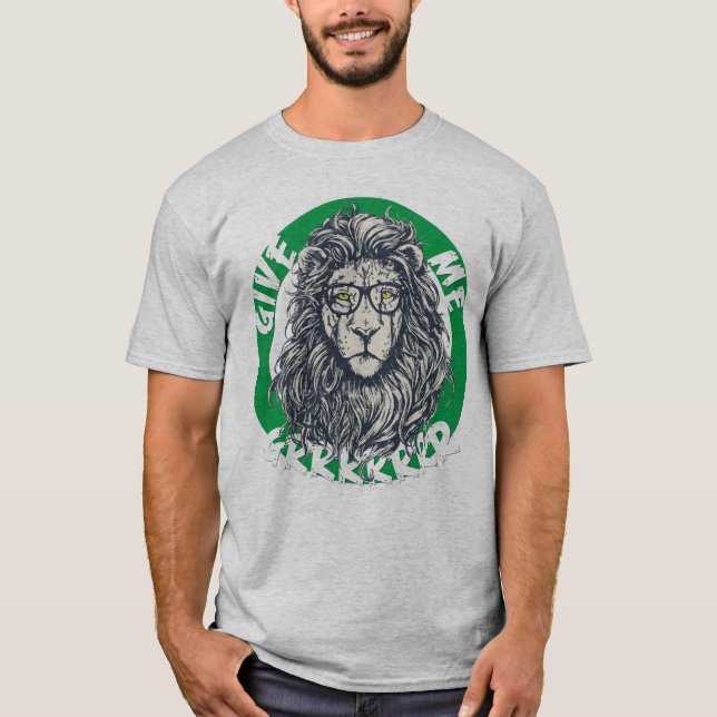 T-shirt Lion Cool avec Lunettes Graphique  (Devant)