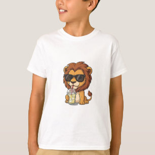 T-shirt Lion Cool Buvant de la Limonade Enfants