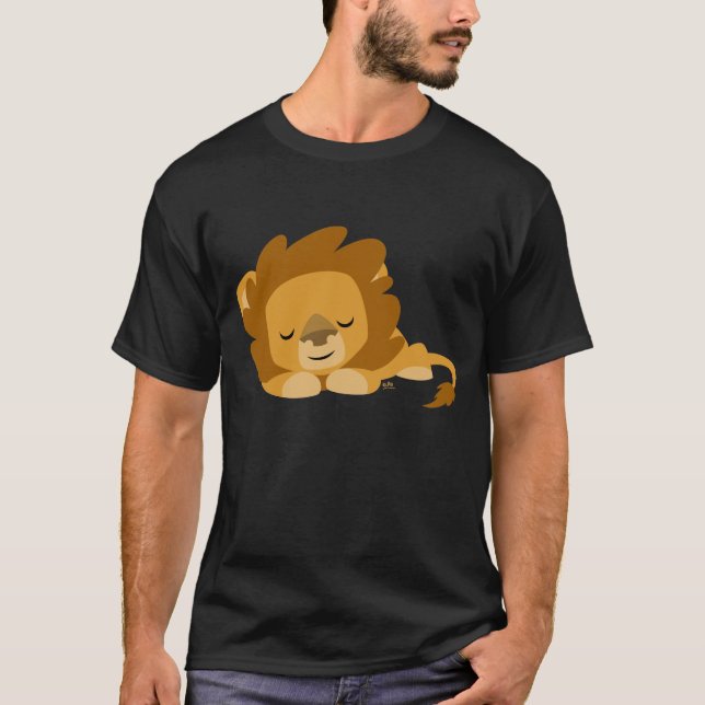 T-shirt Lion couché en caricature mignonne (Devant)