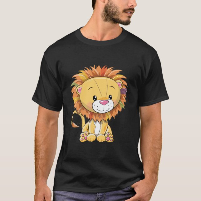 T-shirt Lion Cute Kawaii Dessin T (Devant)