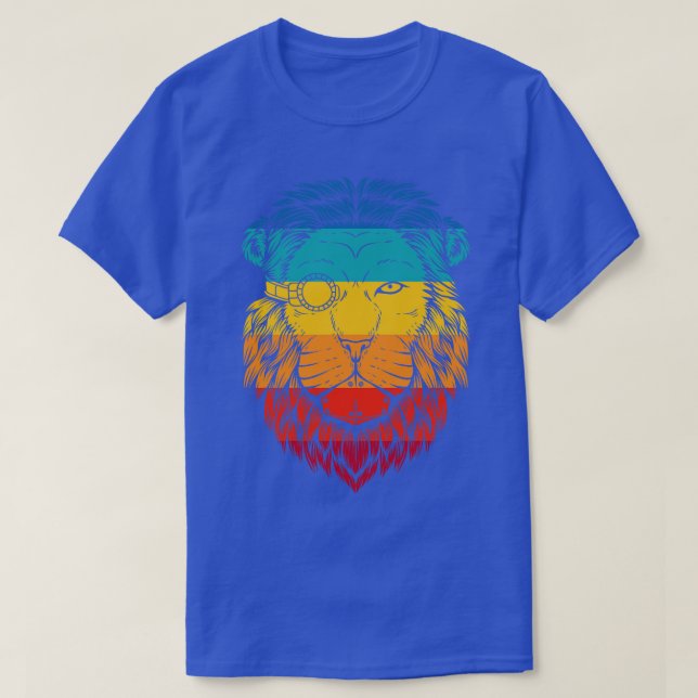 T-shirt Lion Cyberpunk rétro (Design devant)