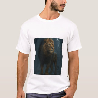 T-shirt Lion Dans La Tempête