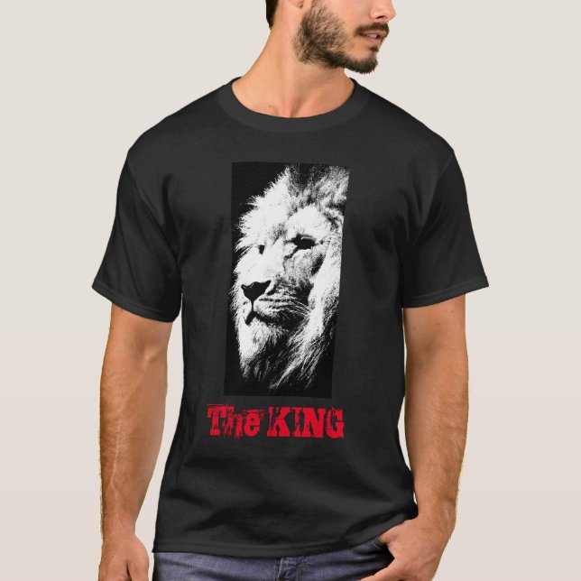 T-shirt Lion d'art pop noir moderne et élégant (Devant)