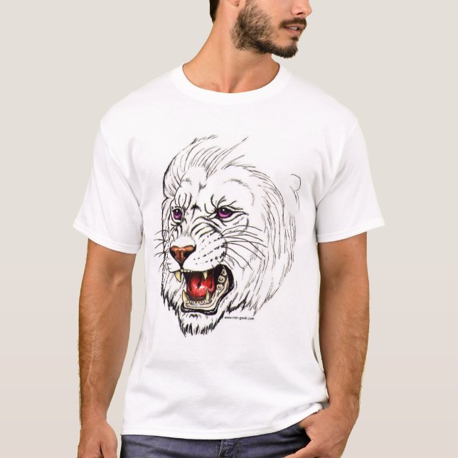 T-shirt Lion de blanc d'imaginaire (Devant)