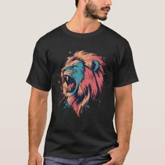 T-shirt Lion de couleur Splash Art Animal