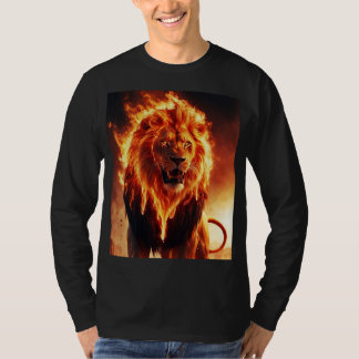 T-Shirt Lion de Feu pour Hommes | Tête de Lion Fla