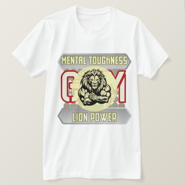 T-shirt Lion de Force Mentale Musculation Gym  (Design devant)