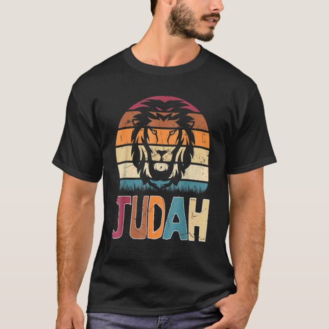 T-shirt Lion De Juda Hébreu Israélite Hommes Vêtements Rét (Devant)
