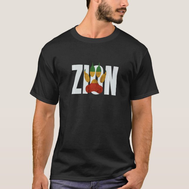 T-shirt Lion De Juda Paw Sur Sion Jamaïque Ethiopie Rasta (Devant)