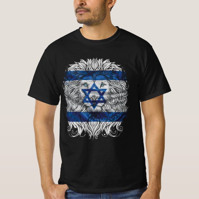 T-shirt Lion De Juda Pride Juive Israël Drapeau Jérusalem  (Devant)