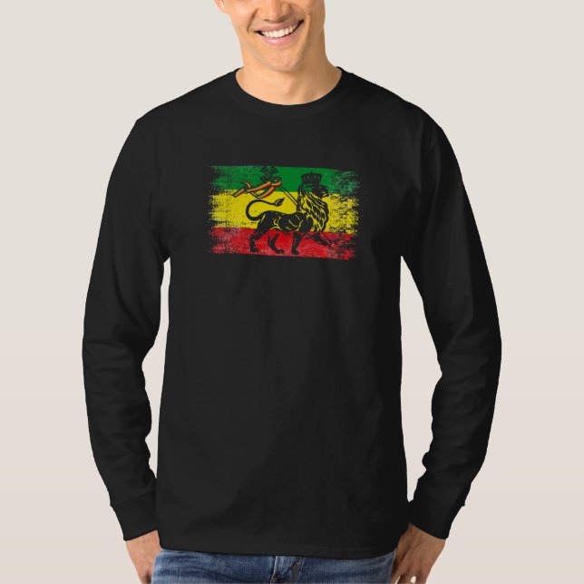 T-shirt Lion de Juda Rasta Réggae éthiopienne Vieux Ethiop (Devant)