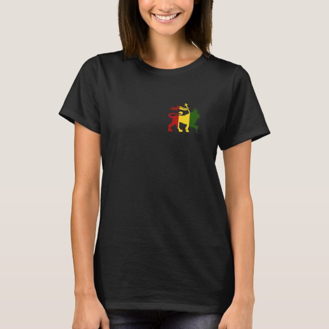 T-shirt Lion De Juda Reggae Rastafari Hébreu Éthiopien Est (Devant)