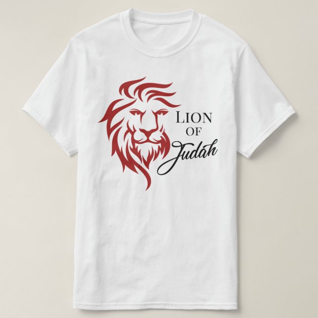 T-shirt Lion de Juda Rouge Noir Biblique chrétienne (Design devant)