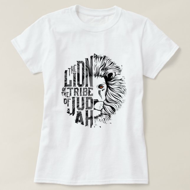 T-shirt Lion de la tribu de Juda Graphisme religieux chrét (Design devant)