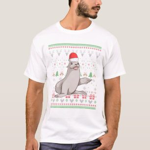 T-shirt Lion de mer Père Noël laid Motif de Noël X Mas