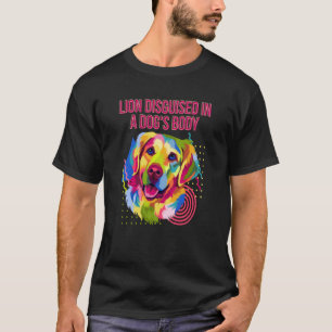 T-shirt Lion déguisé dans le corps de chien Inspirant Gold