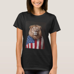 T-shirt Lion Designer USA American Flag Patriotic