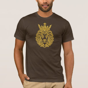 T-shirt Lion d'Or avec Couronne - Style de Broderie Majest