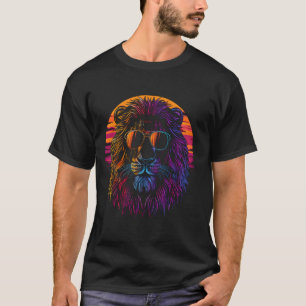 T-shirt Lion Drôle Amoureux D'Animaux Cool Art Rétro Roi C