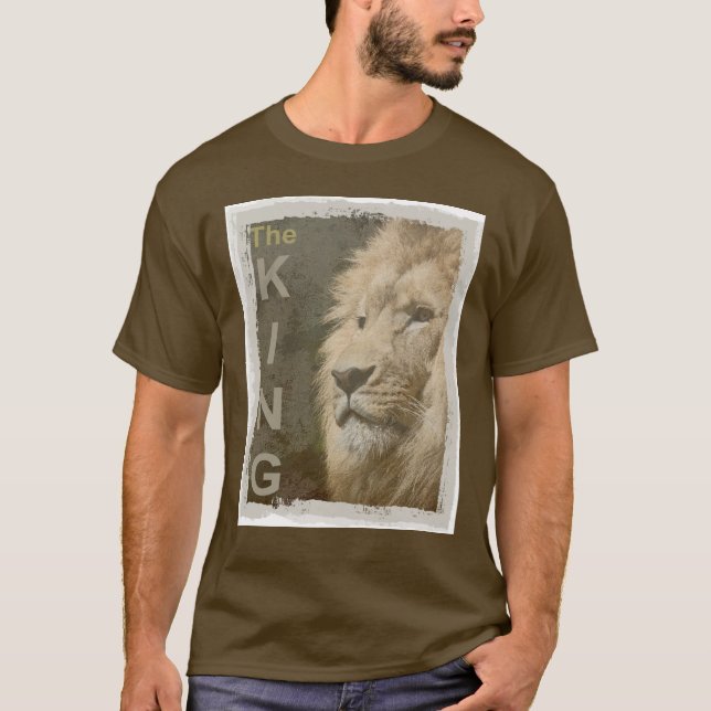 T-shirt Lion Elegant Brown couleur moderne Modèle Basic (Devant)