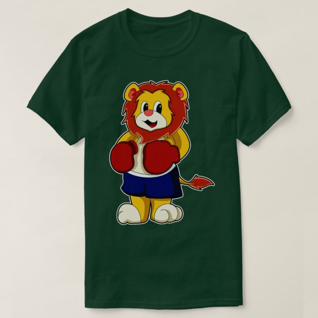 T-shirt Lion en boîte avec gants de boxe (Design devant)